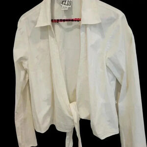 CLIO Cropped Long sleeved Shirt with  Ties white size 10